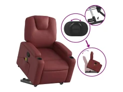 Poltrona| Poltrona massagens reclinável couro artificial tinto SHL466019 Vermelho