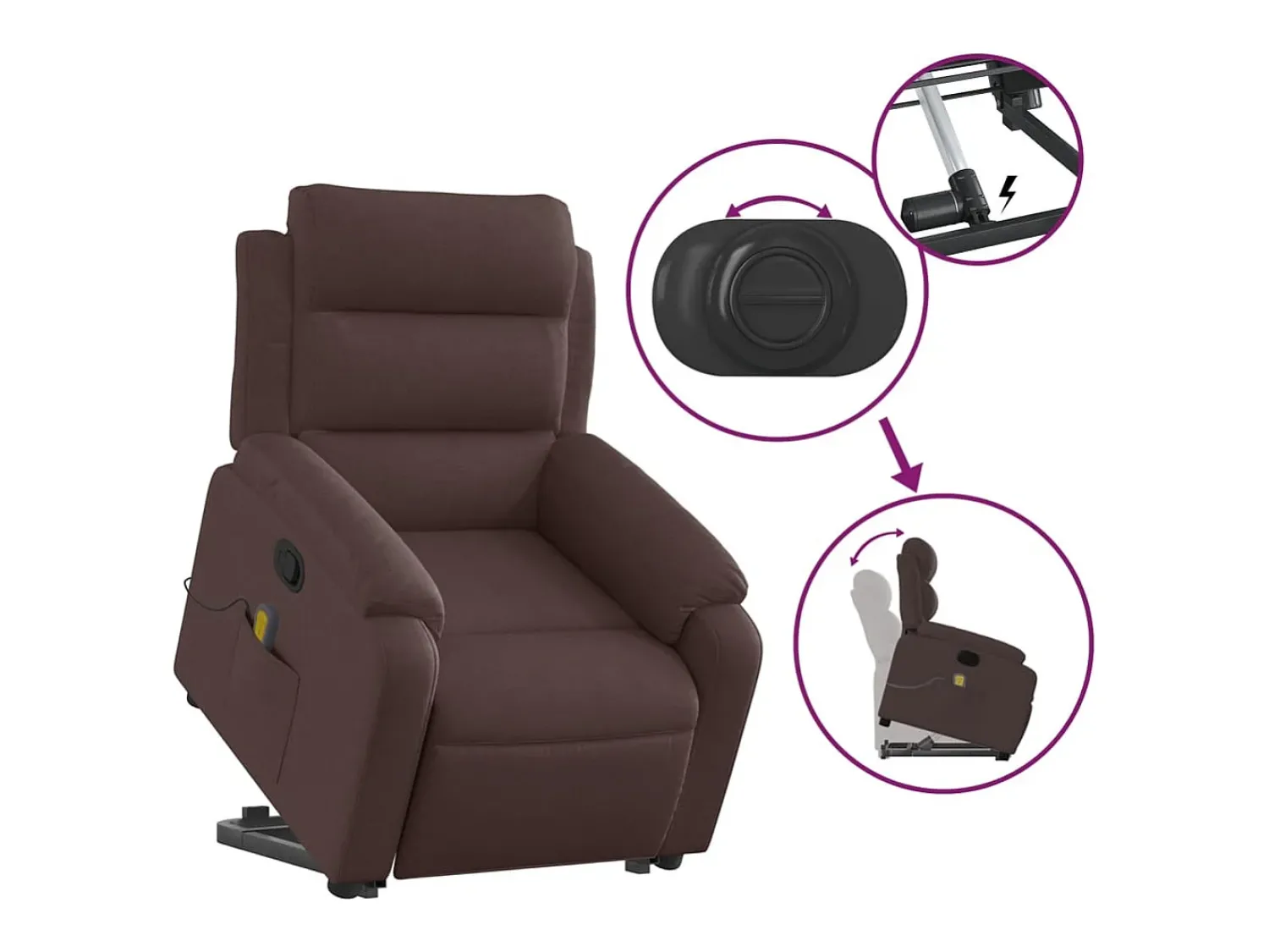 Poltrona* Poltrona massagens reclinável elevatória tecido -escuro SHL201154 Castanho