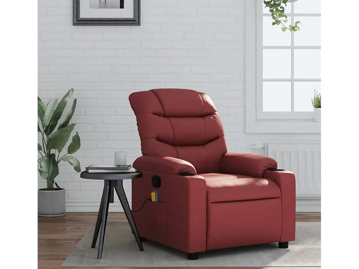 Poltrona massagens reclinável couro artificial tinto SHL909043^ Poltrona