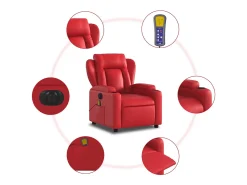 Outlet Poltrona massagens reclinável elétrica couro artif. SHL185716 Vermelho