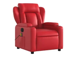Outlet Poltrona massagens reclinável elétrica couro artif. SHL185716 Vermelho
