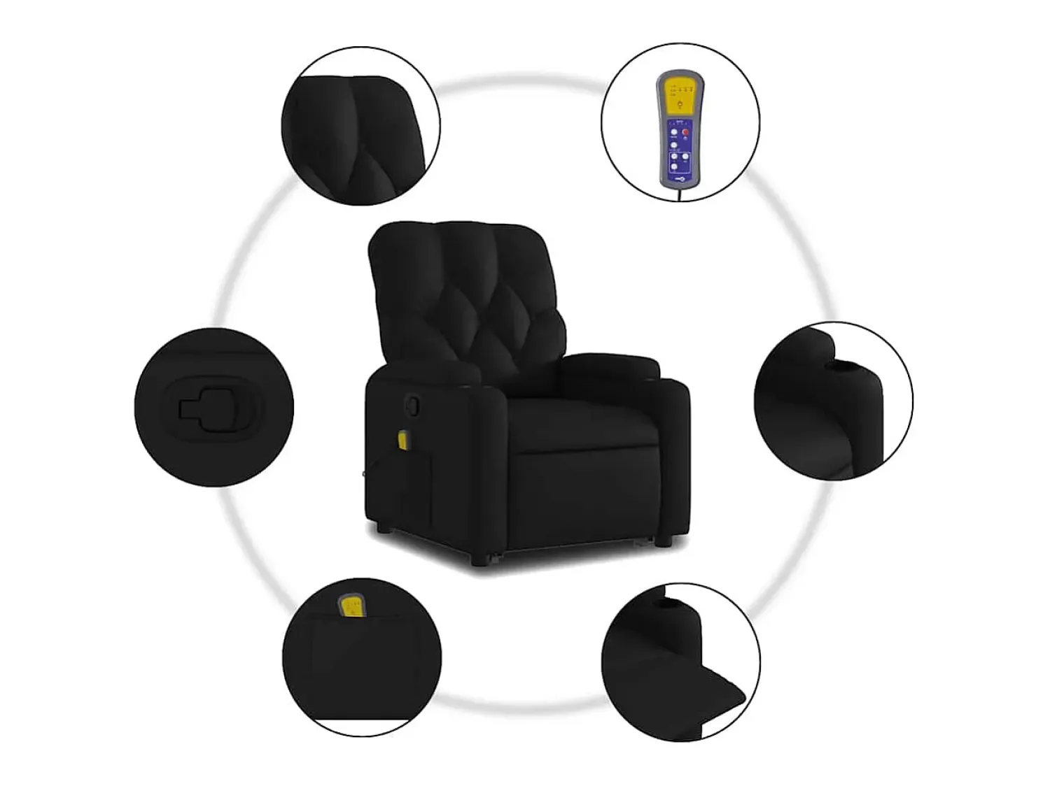 New Poltrona massagens reclinável elevatória couro artificial SHL574004 Preto