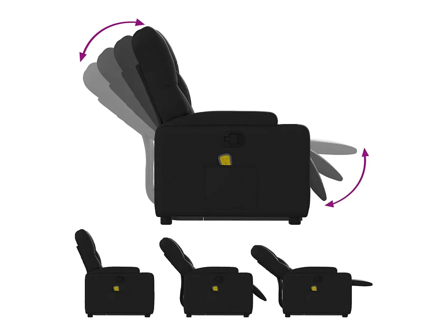 New Poltrona massagens reclinável elevatória couro artificial SHL574004 Preto