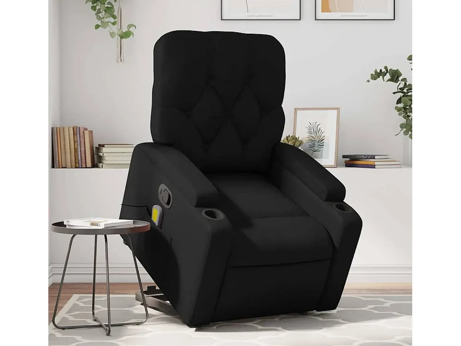 New Poltrona massagens reclinável elevatória couro artificial SHL574004 Preto