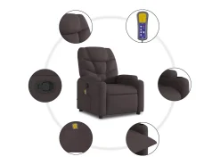 Poltrona massagens reclinável elevatória tecido -escuro SHL964721^ Poltrona