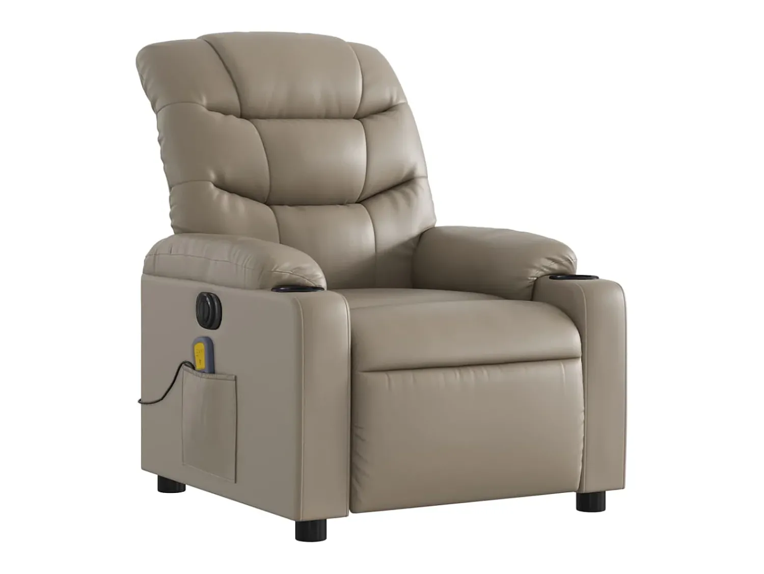 Poltrona massagens reclinável elétrica couro artif. cappuccino SHL482251^ Poltrona