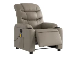 Poltrona massagens reclinável elétrica couro artif. cappuccino SHL482251^ Poltrona