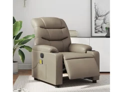 Poltrona massagens reclinável elétrica couro artif. cappuccino SHL482251^ Poltrona