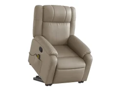 Poltrona massagens reclinável elevatória couro art. cappuccino SHL70165^ Poltrona