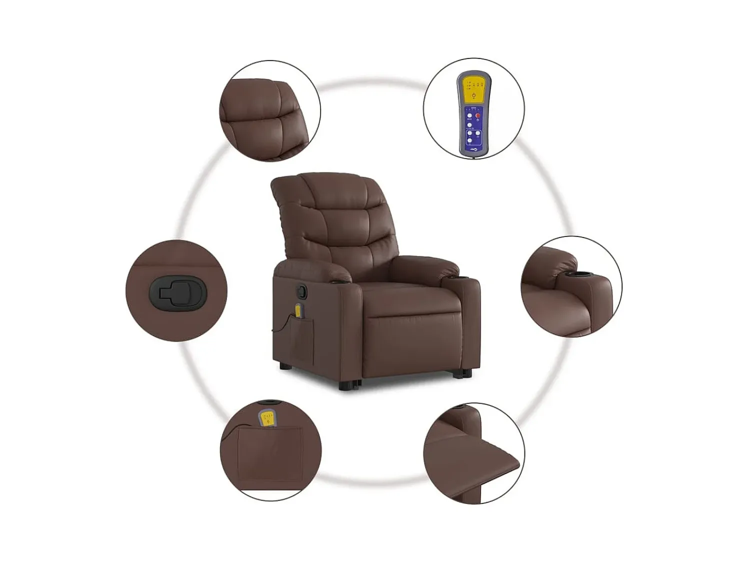 Best Poltrona massagens reclinável elevatória couro artif. SHL272450 Castanho