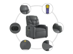 Poltrona| Poltrona massagens reclinável elétrica couro artif. SHL198147 Cinzento