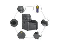 Poltrona| Poltrona massagens reclinável elétrica couro artif. SHL198147 Cinzento