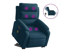 vidaxl Poltrona massagens reclinável elevatória elétrica veludo^ Poltrona