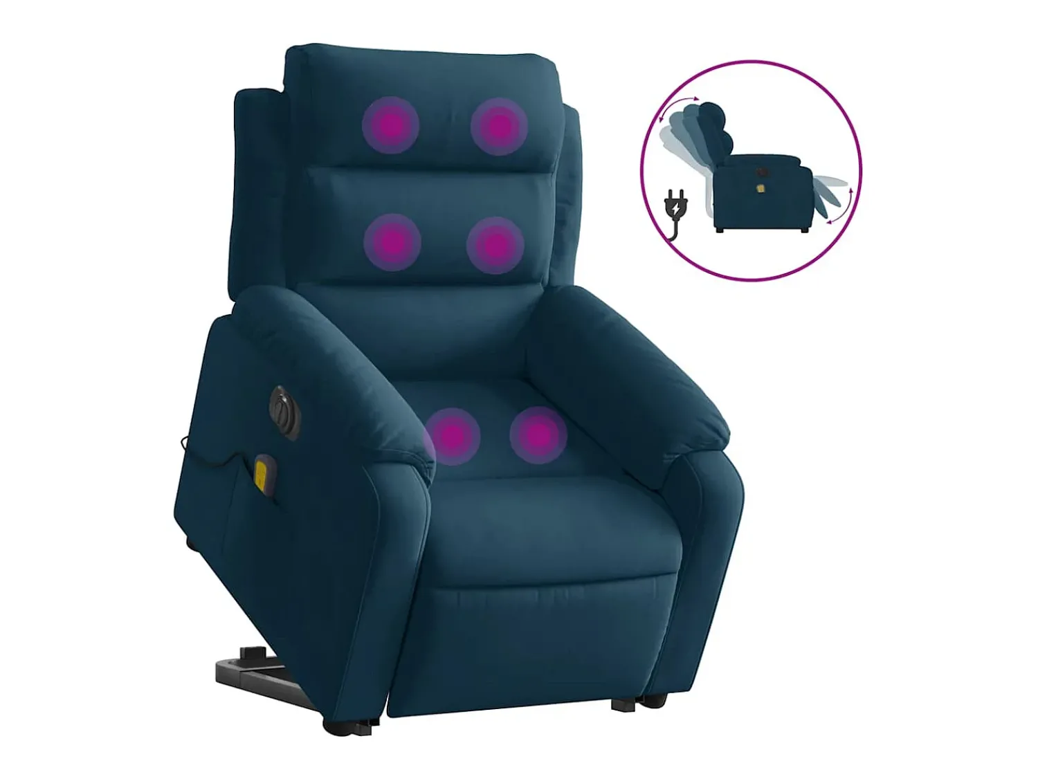vidaxl Poltrona massagens reclinável elevatória elétrica veludo^ Poltrona