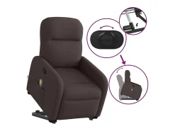 Poltrona| Poltrona massagens reclinável elevatória tecido -escuro SHL564340 Castanho