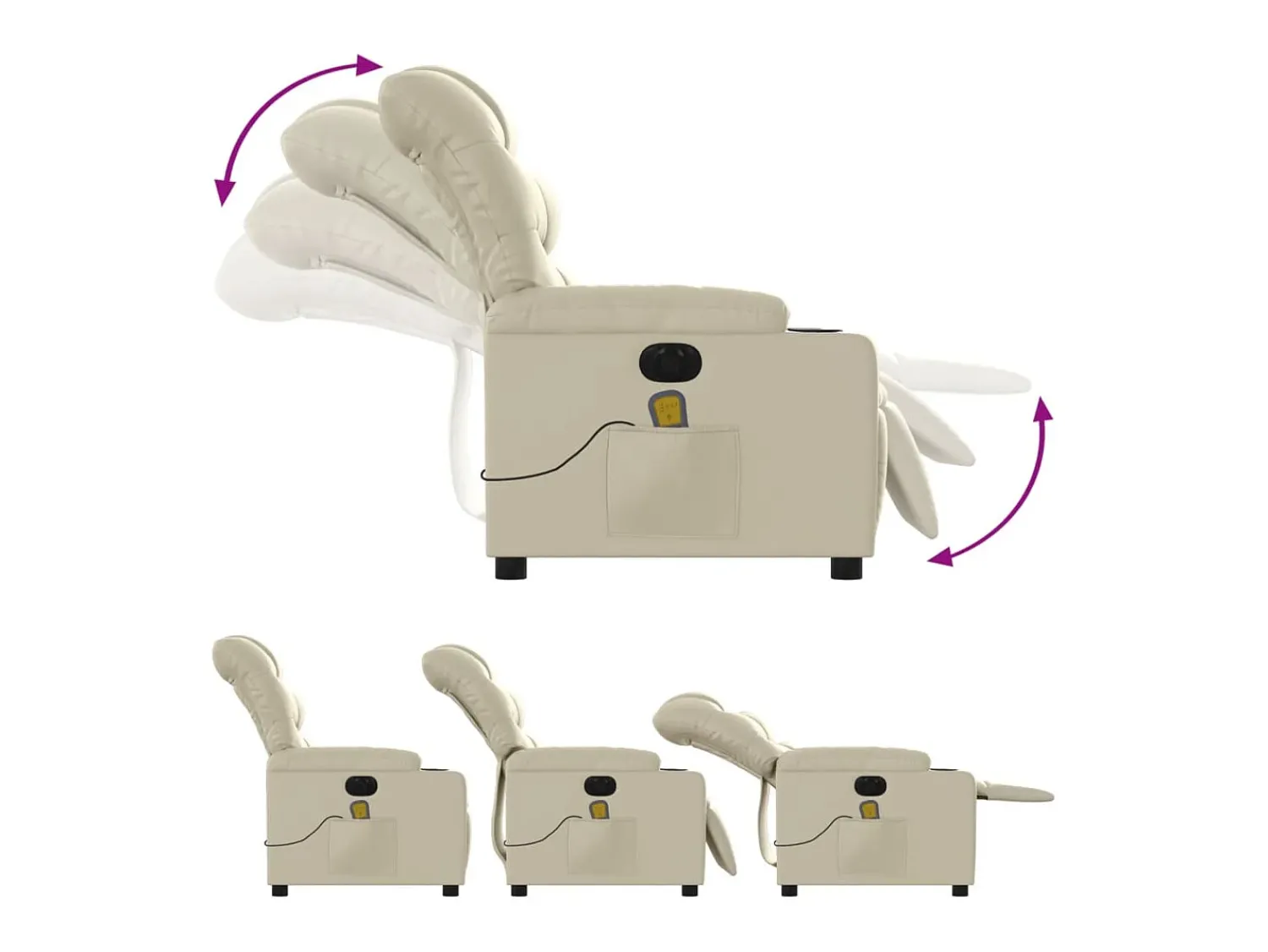 Poltrona| Poltrona massagens reclinável elétrica couro artificial SHL941839 Creme