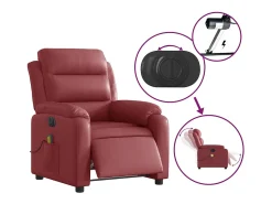 Poltrona| Poltrona massagens reclin. elétrica couro artif. -tinto SHL784007 Vermelho