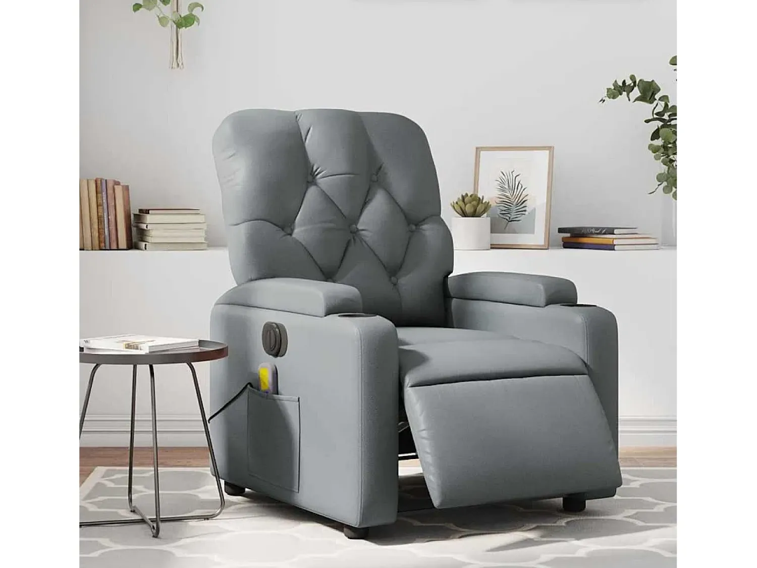 Poltrona| Poltrona massagens reclinável elétrica couro artif. SHL975942 Cinzento