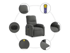 Poltrona massagens reclinável elétrica microfibra cinza-escuro SHL496139^ Poltrona
