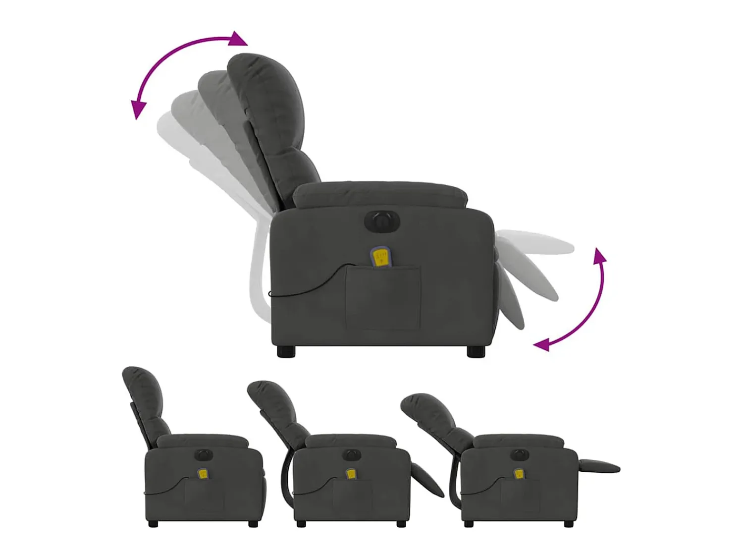 Poltrona massagens reclinável elétrica microfibra cinza-escuro SHL496139^ Poltrona