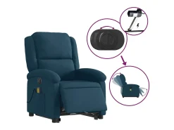 vidaxl Poltrona massagens reclinável elevatória elétrica veludo^ Poltrona