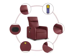 Poltrona* Poltrona massagens reclinável couro artificial tinto SHL827276 Vermelho