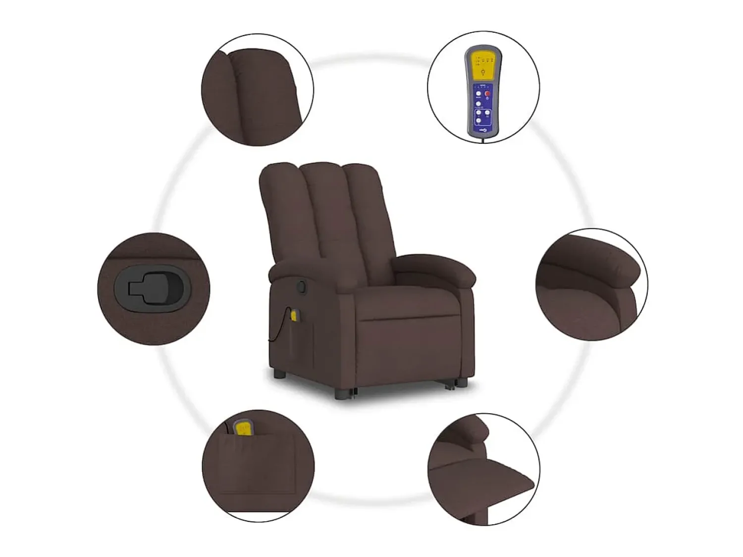 Poltrona| Poltrona massagens reclinável elevatória tecido -escuro SHL147658 Castanho
