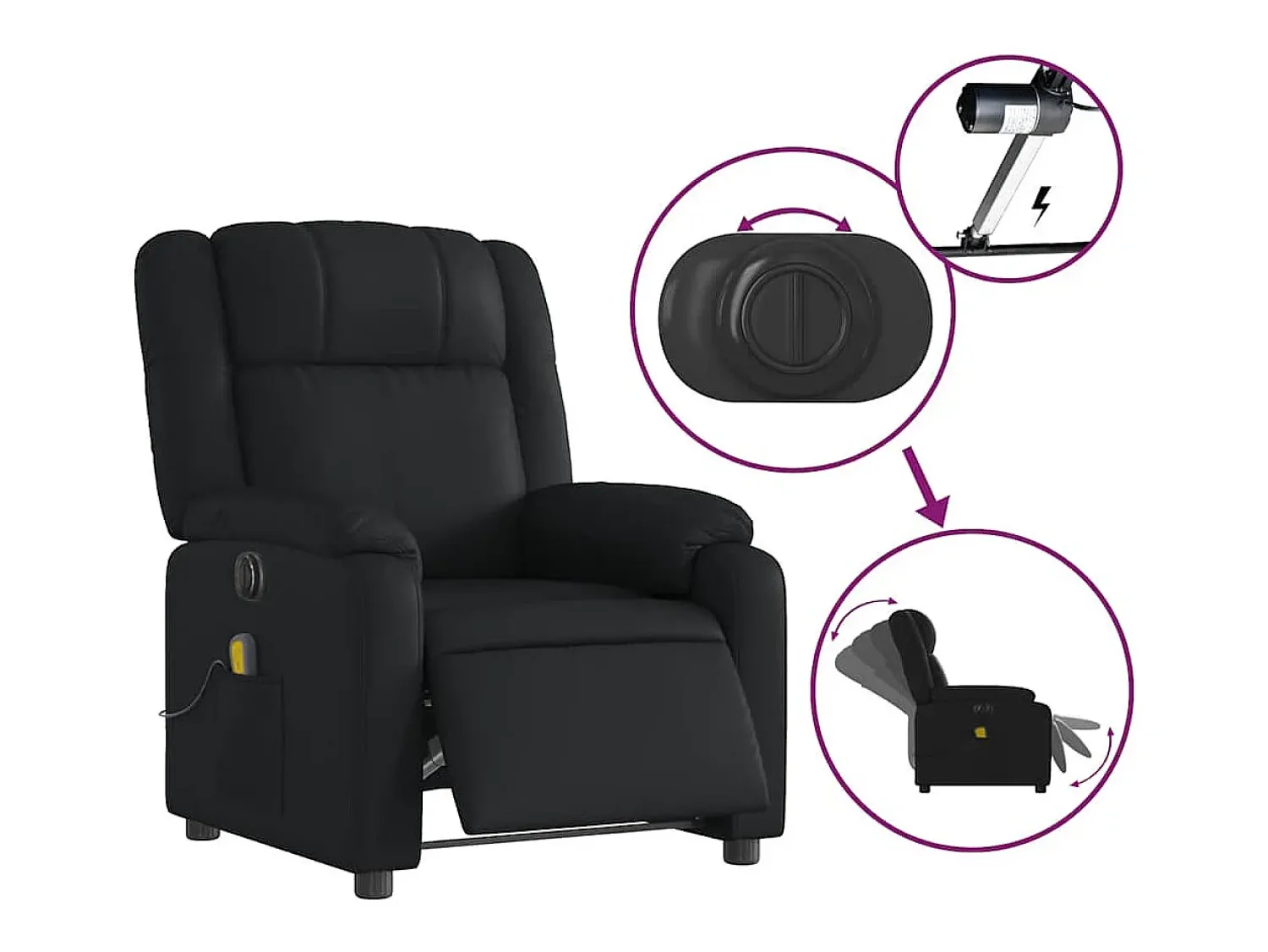 Poltrona massagens reclinável elétrica couro artificial SHL748869^ Poltrona