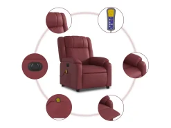 Poltrona|vidaxl Poltrona massagens reclin. elétrica couro artif. -tinto Vermelho