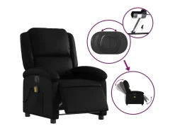 Poltrona massagens reclinável elétrica couro artificial SHL370116 Preto