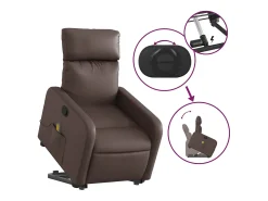 Poltrona* Poltrona massagens reclinável elevatória couro artif. SHL279173 Castanho