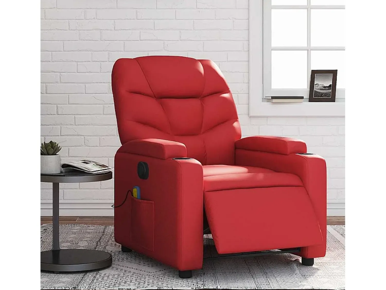 Online Poltrona massagens reclinável elétrica couro artif. SHL23234 Vermelho