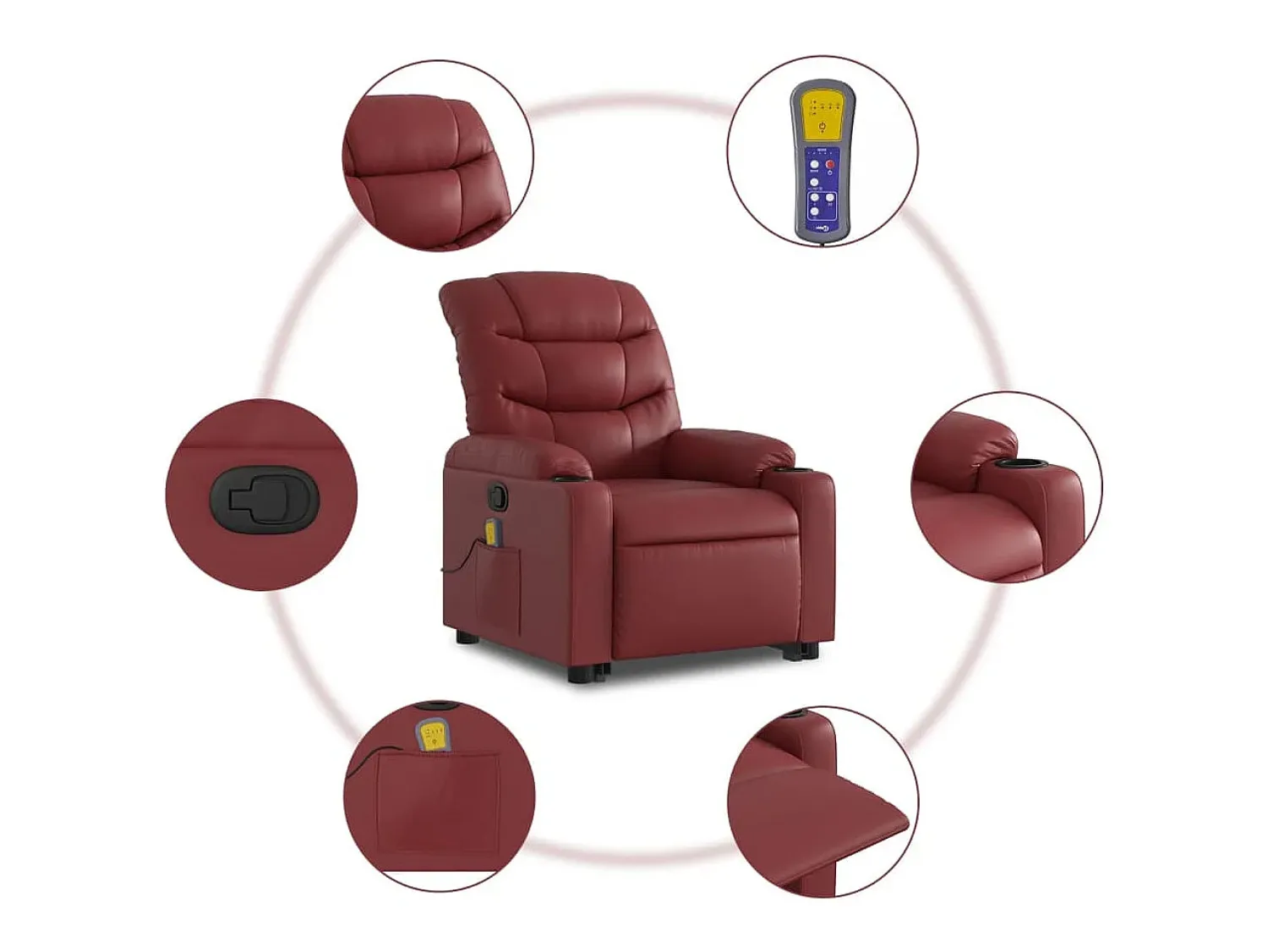 Poltrona| Poltrona massagens reclinável couro artificial tinto SHL547891 Vermelho