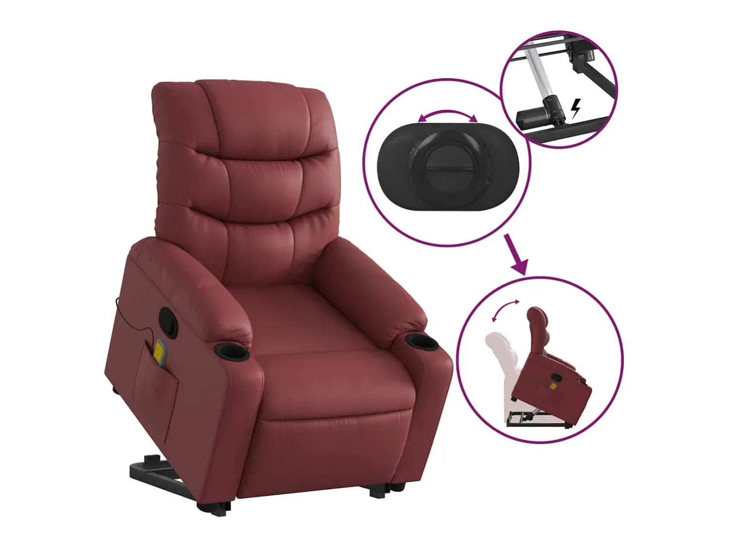 Poltrona| Poltrona massagens reclinável couro artificial tinto SHL547891 Vermelho