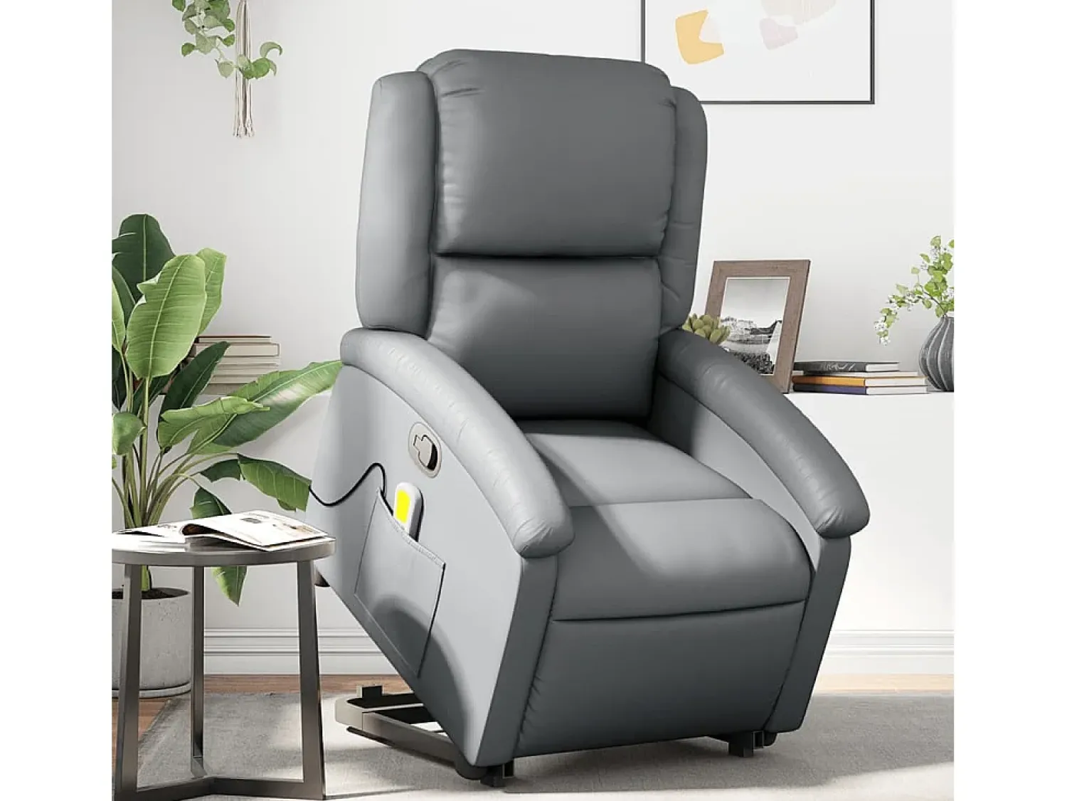Poltrona* Poltrona massagens reclinável elevatória couro artif. SHL624600 Cinzento