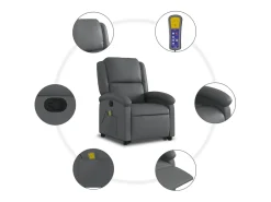 Poltrona* Poltrona massagens reclinável elevatória couro artif. SHL624600 Cinzento