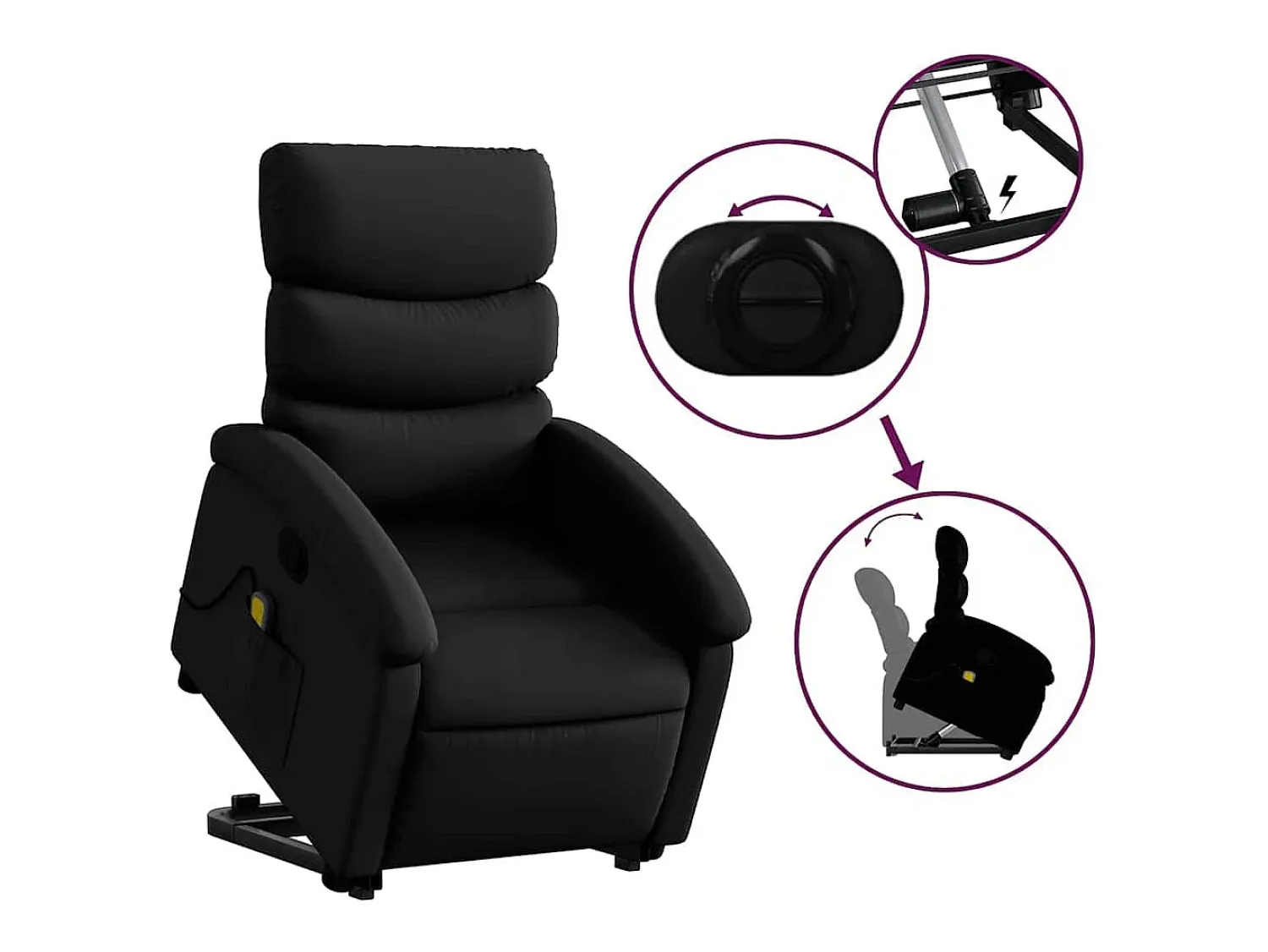 Poltrona* Poltrona massagens reclinável elevatória couro artificial SHL575680 Preto