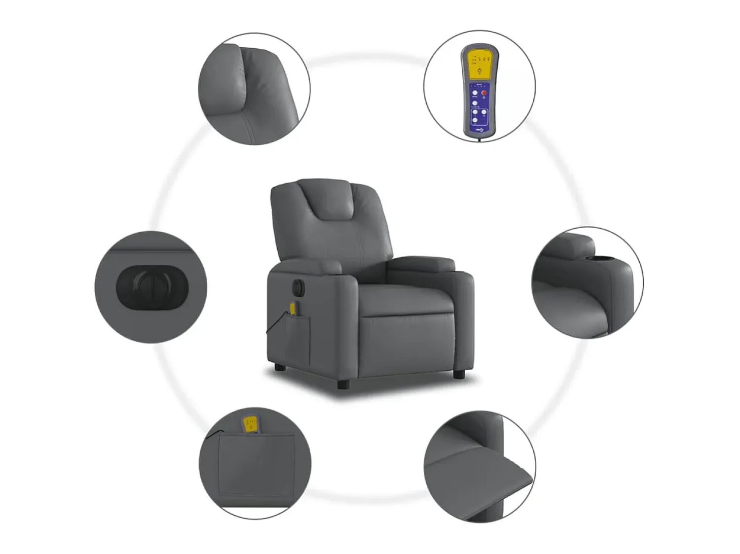 Poltrona massagens reclinável elétrica couro artif. SHL466530^ Poltrona