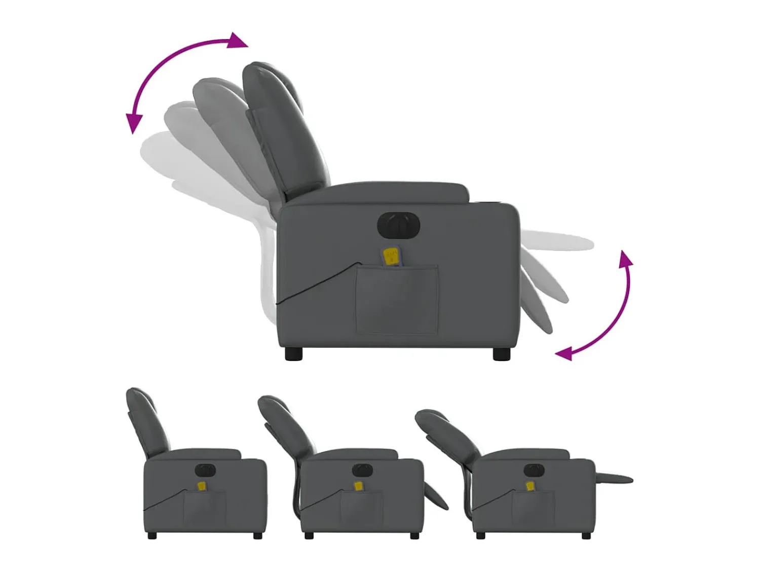 Poltrona massagens reclinável elétrica couro artif. SHL466530^ Poltrona