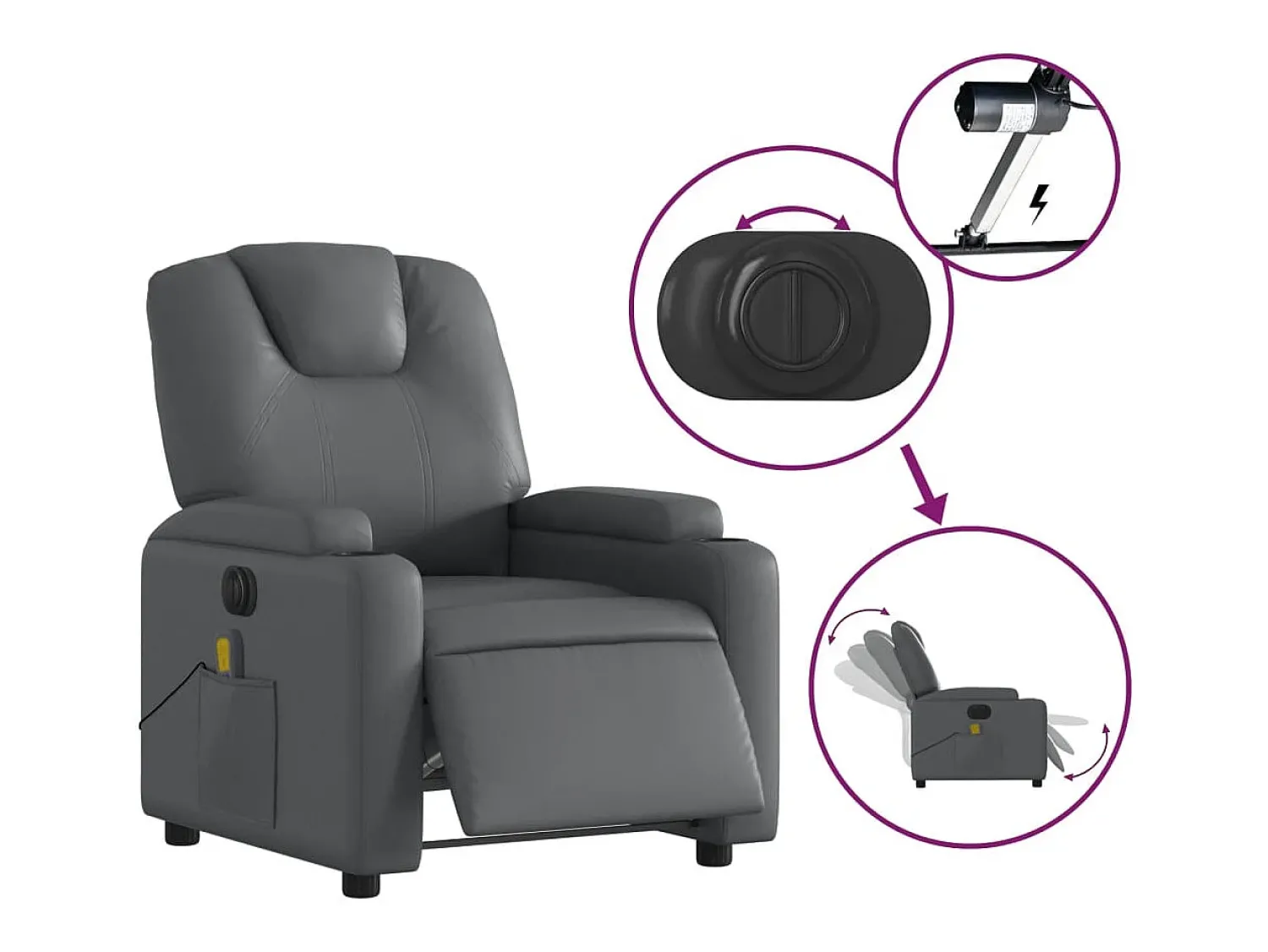 Poltrona massagens reclinável elétrica couro artif. SHL466530^ Poltrona