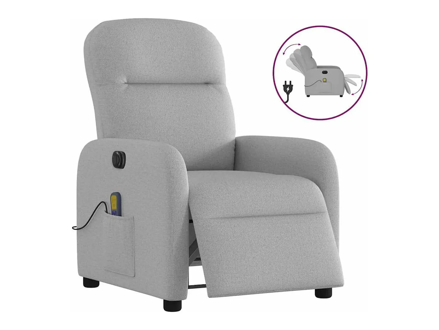Poltrona massagens reclinável elétrica tecido -nublado SHL778826^ Poltrona