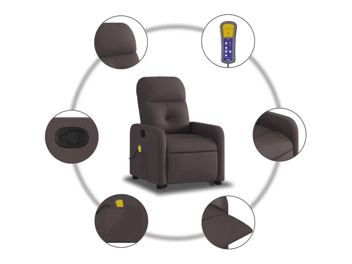 Outlet Poltrona massagens reclinável elevatória tecido -escuro SHL754361 Castanho