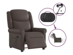 Poltrona| Poltrona massagens reclinável elétrica couro artif. SHL740243 Castanho