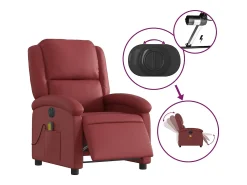 Sale Poltrona massagens reclin. elétrica couro artif. -tinto SHL838123 Vermelho