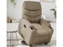 Discount Poltrona massagens reclinável elevatória couro art. cappuccino SHL588541 Castanho