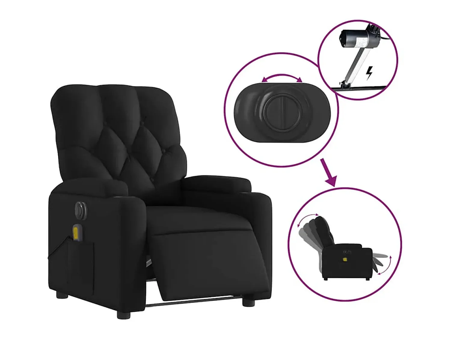 Poltrona massagens reclinável elétrica couro artificial SHL6984^ Poltrona