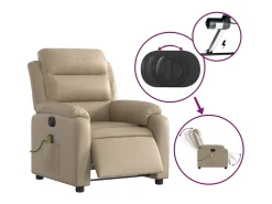 Poltrona*vidaxl Poltrona massagens reclinável elétrica couro artif. cappuccino Castanho