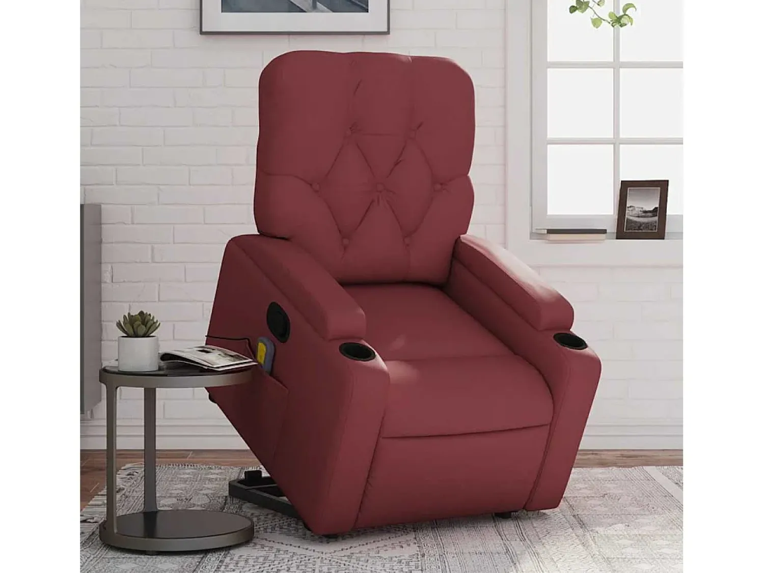 Poltrona| Poltrona massagens reclinável couro artificial tinto SHL194081 Vermelho