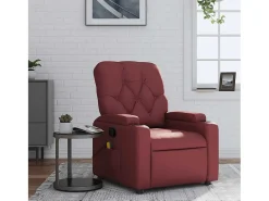 Poltrona* Poltrona massagens reclinável couro artificial tinto SHL709066 Vermelho