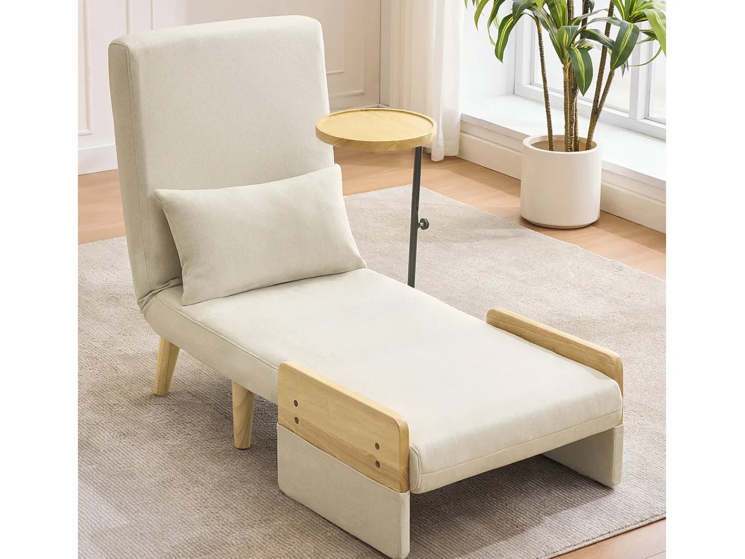 Poltrona|ModernLuxe Poltrona moderna 62x67x88 cm - Poltrona conversível 3 em 1 - Com função de cama - Poltrona dobrável estofada - Bege